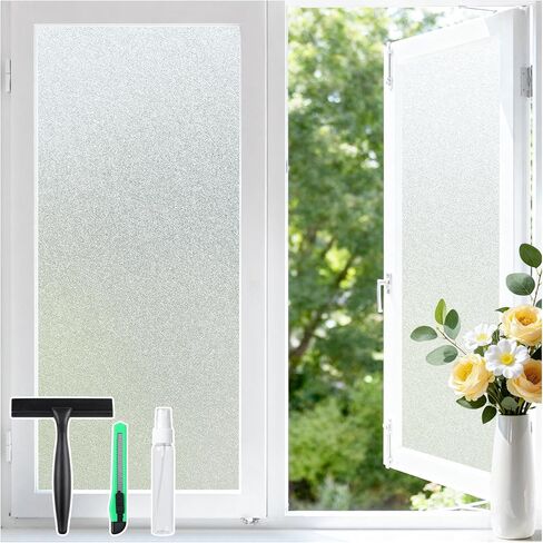 Haton Window Privacy Film Frosted Glass Film for Door Bathroom Shower, Peel & Stick, Day & Night, Papel para Ventanas Privacidad, Covering Sticker Removable Decorative Translucent Pure 17.5" x 78.7" in Saudi Arabia