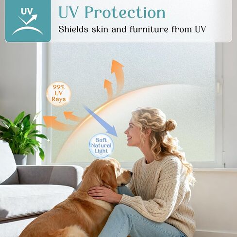 Haton Window Privacy Film Frosted Glass Film for Door Bathroom Shower, Peel & Stick, Day & Night, Papel para Ventanas Privacidad, Covering Sticker Removable Decorative Translucent Pure 17.5" x 78.7" in Saudi Arabia