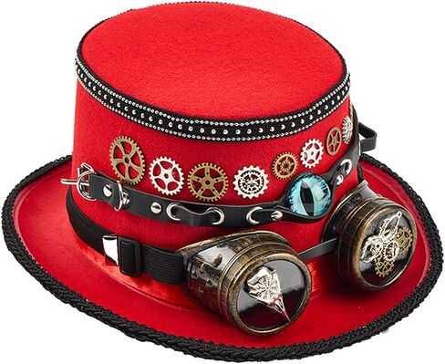 Industrial Age Fedoras Hat Coser Metal Gear Goggles Dark Mechanical Design for Themed Parties Cosplay Victorian Costume Hat in Kuwait