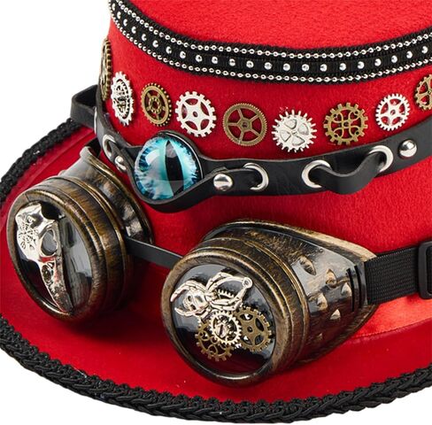 Industrial Age Fedoras Hat Coser Metal Gear Goggles Dark Mechanical Design for Themed Parties Cosplay Victorian Costume Hat in Kuwait