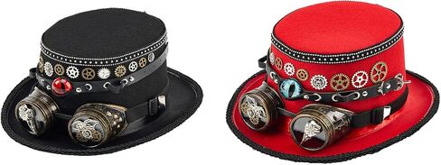 Industrial Age Fedoras Hat Coser Metal Gear Goggles Dark Mechanical Design for Themed Parties Cosplay Victorian Costume Hat in Kuwait