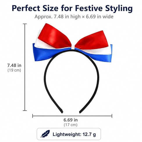 Red White and Blue Headband, 4th of July Hair Accessories for Women, Patriotic Bow Headband for Independence Day, Memorial Day, Flag Day, Parade Party Outfits in Kuwait