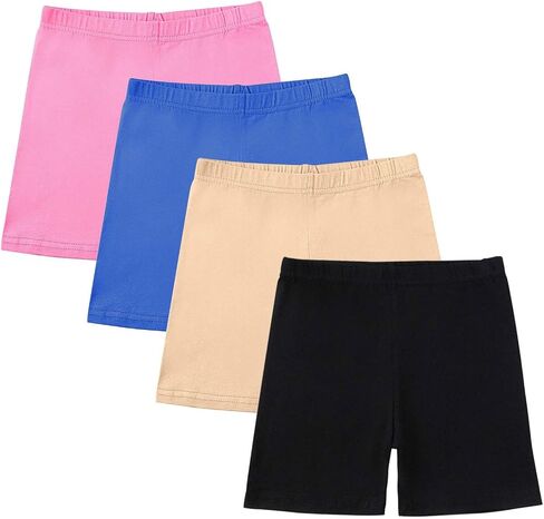 4 Pack Biker Shorts Girls Bike Cartwheel Soccer Dance Bicycle Shorts Active Cheer Under Dress Legging 5-14 Years in Kuwait