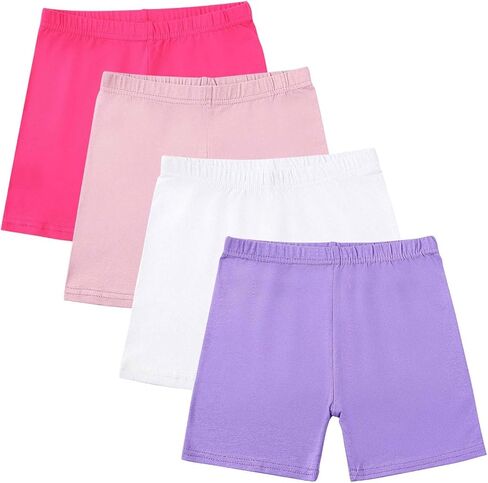 4 Pack Biker Shorts Girls Bike Cartwheel Soccer Dance Bicycle Shorts Active Cheer Under Dress Legging 5-14 Years in Kuwait