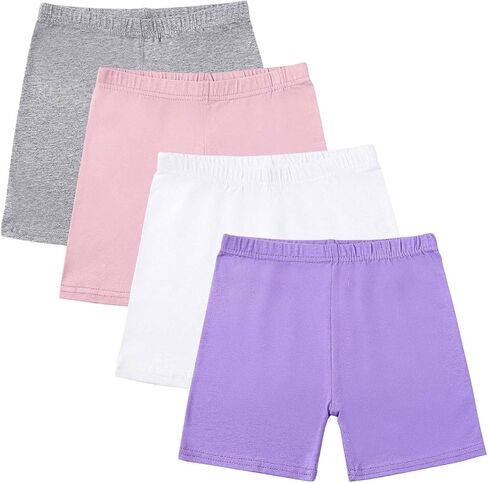 4 Pack Biker Shorts Girls Bike Cartwheel Soccer Dance Bicycle Shorts Active Cheer Under Dress Legging 5-14 Years in Kuwait
