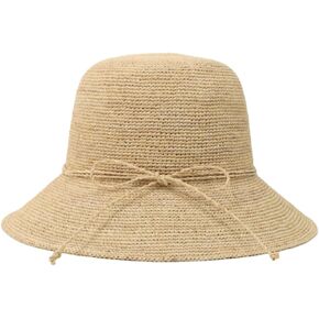 Women's Raffia Straw Hat Summer Beach Bucket Hat Handmade Natural Raffia Woven Sun Hats Foldable Floppy Cap in Saudi Arabia