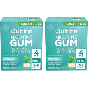 Quitine Nicotine Gum 2mg, Fruit Flavor, Stop Smoking Aid – Relieve Nicotine Cravings with Affordable NRT | Coated for Quick-Burst Flavor, 240 Count, Traditional Gum to Support Your Quit Journey in Kuwait