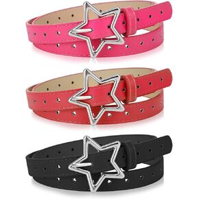 JATEBI 3 Pcs Retro Y2k Star Waist Belt for Women Goth Punk Rock Belt Vintage Accessories Adjustable Faux Leather Belts in Kuwait