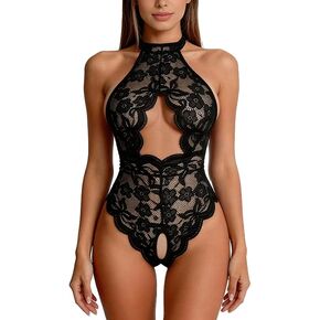 Glox Women Sexy Lingerie Soft Lace Teddy Bodysuit One Piece Babydoll Mesh Sleepwear Nightgowns in Kuwait