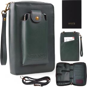 NOVANYX Passport Holder for Travel & Tech Bag Combo - First Ever Genuine Leather Passport Holder with AirTag Hidden, Rfid Passport Cover Travel Wallet for Airport Essentials, Travel Must Haves Gifts in Saudi Arabia