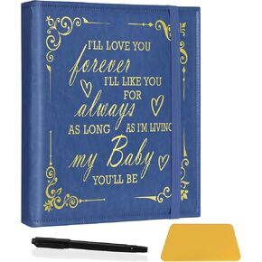 I'll Love You Forever Magnetic Self-Adhesive Leather Photo Album for Wedding Baby Family Memory Keepsake. (Album-I'LL Love You Light Blue) in Saudi Arabia