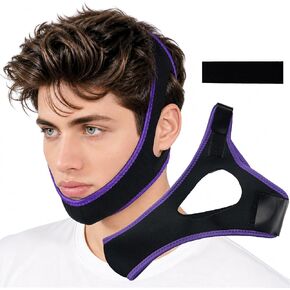 Anti Snoring Chin Strap, Chin Strap for Sleeping, Premium Airflow Jaw Strap, Stop Snoring Chin Strap, Snoring Solution for Men and Women, Breathable Chin Strap, Snoring Chin Strap (Black) in Kuwait