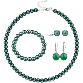 tenghong2021 Fashion Classic Faux Pearl Jewelry Set Necklace Bracelet Earrings for Women Best Gift in Kuwait