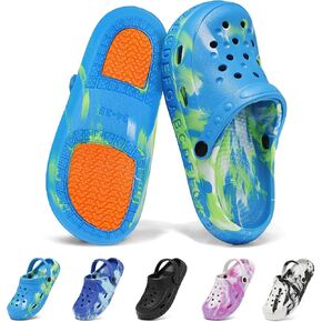 Kids Toddler Clogs with Unique Non-Slip Sole, Lightweight Boys Girls Garden Shoes with ABC Alphabet Pattern, Slip-on Children Sandals with Back Strap, Cute Water Shoes for Beach Pool Shower in Kuwait