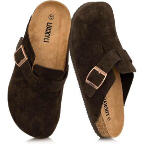 LUCKYLI Kids Suede Clogs Cork Footbed Sandals Boys Girls Slip On Mules with Arch Support Lightweight Adjustable Buckle Slippers for Indoor Outdoor (Little/Big Kids) in Kuwait