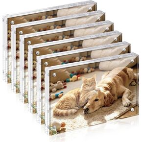 إطار صورة أكريليك مقاس 4 × 6 من upsimples، إطارات صور عائمة مغناطيسية شفافة، شاشة عرض قائمة بذاتها على الوجهين لسطح الطاولة أو ديكور المنزل، رائعة للموجات فوق الصوتية والزهور المضغوطة، 6 عبوات in Kuwait