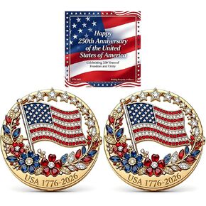 250th Anniversary Enamel Brooch Pin, 1776-2026 Patriotic Floral Star Badg American Birthday Rhinestone Flag Lapel Pin for Independence Day Veterans Souvenir Gift Jewelry in Kuwait