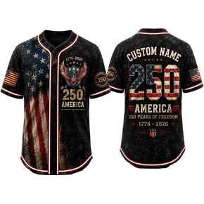 Personalized USA 250th Anniversary Baseball Jersey Custom Name Number Patriotic Shirt 1776 2026 July 4th Memorial Day Gift in Saudi Arabia