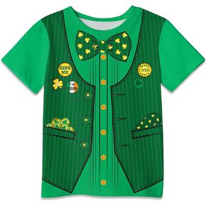BesserBay Boys Girls St. Patrick’s Shamrock Tee Mardi Gras Masquerade Short Sleeve Shirts 4-14 Years in Saudi Arabia