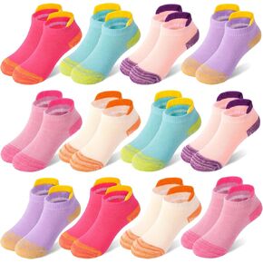 12 Pairs Girls Socks Ankle Athletic Socks Cotton Sports Sock School Sock For Little Big Kids 1-14 Years in Saudi Arabia