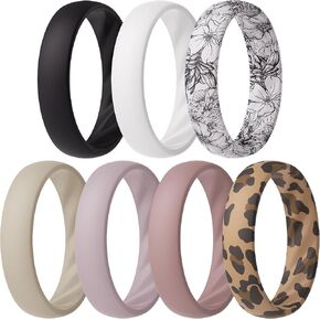 ThunderFit Women’s Silicone Wedding Rings – 5.5mm Wide, 2mm Thick Engagement Rings, Rubber Engagement Bands, 7-Pack in Kuwait