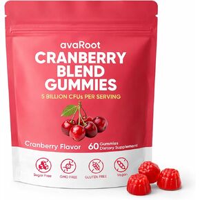 avaRoot Cranberry Blend Gummies - Women's Balanced pH, Cranberry & Probiotic Formula with Vitamin C for Women’s Wellness & Urinary Tract Support - 60 Gummies in Saudi Arabia