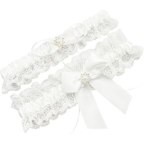 Ting&Cecilly Lace Wedding Garter Set for Bride, Elastic Stretch Ribbons, Bridal Prom Leg Garters in Saudi Arabia