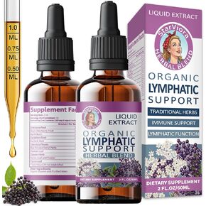 Lymphatic Support Drops - Organic Herbal Formula with Echinacea,Elderberry &Blue Vervain- Liquid Wellness Support for Lymph Flow & Immune Balance- Vegan, Non-GMO,2.1 fl oz in Saudi Arabia