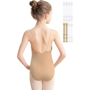 Women and Girls Nude Ballet Undergarment Seamless Camisole Dance Leotard with 3 Pairs Clear Transition Straps in Saudi Arabia