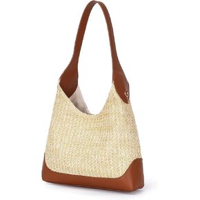 Herald Straw Woven Hobo Shoulder Bag for Women, Slouchy Medium Summer Beach Raffia Shoulder Handbag Tote Purse in Kuwait