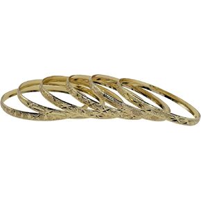 Treasure Jewelry Bollywood Bangles Gold Plated Bangle Set of 6 (Gold, Size 8-3.00in diameter) in Kuwait
