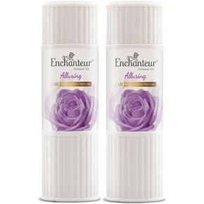 Ench Antaur Perfumed Talcum Powder, Floral French Fragrance for Women, Refreshing & Soothing, Fine Texture, Absorbs Moisture & Prevents Odour, 75g Travel Size, Pack of 2 (Alluring) in Kuwait