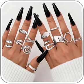 ZHESHY Chunky Gold Rings for Women Non Tarnish 14K Gold/Silver Plated Stackable Stacking Rings Set Thumb Signet Statement Ring Band Jewelry Gift in Saudi Arabia