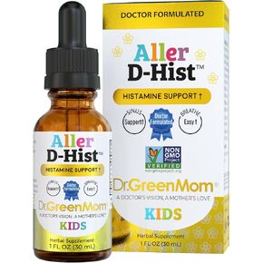 Dr. Green Mom Aller D-Hist Kids | Runny Nose & Itchy Watery Eye Support Drops | Seasonal Histamine & Respiratory Support for Kids, Toddlers & Infants | Non-Drowsy | Non-GMO, 1 fl oz in Kuwait