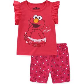 طقم قميص وسروال قصير للفتيات من Sesame Street Elmo للأطفال الصغار in Kuwait