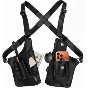 Double-Shoulder-Armpit-Bag for Men, Anti-Theft-Underarm-Hidden-Bag and Adjustable Hands-Free Armpit Holster with Multiple Pockets for Travel, Hiking, Cycling and Daily Commute, Black in Saudi Arabia