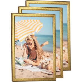 3 Pack 16x20 Wood Picture Frame Brown, Rustic Natural 20x16in frame Woodgrain, Distressed Brown 16 x 20 in Wall Photo Poster Frame with HD Plexiglass, Horizontal Vertical Wall Mounting Set of 3 in Saudi Arabia