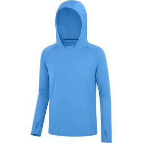Roadbox Boys Sun Hoodie UPF 50+ Fishing Shirt, Kids UV Protection Long Sleeve Hooded Rash Guard, Athletic Hiking Swim Shirts in Kuwait