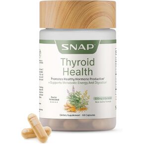 Snap Supplements Thyroid Health, Thyroid Support Supplement for Women & Men, with Selenium, Zinc, L-Tyrosine & Botanicals for Metabolism, Energy & Endocrine Balance, Iodine-Free, 60 Capsules in Saudi Arabia