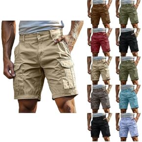 Aniywn Men's Khaki Shorts Cargo Lightweight Summer Workout Elastic Waist Hiking Pants Baggy Casual Shorts with Multi Pockets in Saudi Arabia