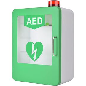 AED Defibrillator Cabinet, Wall-Mounted Plastic Cardiac Defibrillation Alarm Box First Aid Cabinet with Alarm System(Red) in Kuwait