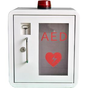 AED Defibrillator Cabinet, Wall-Mounted Cardiac Defibrillation Alarm Box with Key and Alarm System for Home Office Nursing Bus in Kuwait