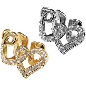 2 PCS Heart Grillz Set Gold & Silver Tooth Caps for Women Men, Open Face Heart Teeth Jewelry, Removable Hip Hop Dental Grill Accessories for Party Halloween Cosplay in Saudi Arabia