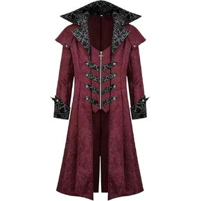 Men's Gothic Steampunk Tailcoat Medieval Vampire Jacket Coat Halloween Cosplay Party Costume. in Saudi Arabia