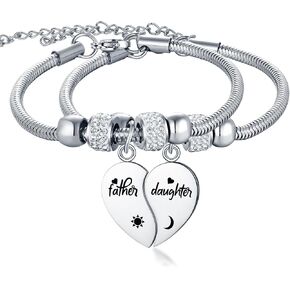 Yonhon Father Daddy Daughter Bracelet Necklace for 2,Dad Daughter Matching Necklace Set for 2 in Saudi Arabia
