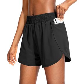 Soothfeel Womens Running Shorts with Zipper Pockets 3"/5" High Waisted Athletic Gym Workout Shorts for Women with Liner in Kuwait