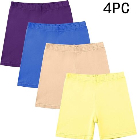 4 Pack Biker Shorts Girls Bike Cartwheel Soccer Dance Bicycle Shorts Active Cheer Under Dress Legging 5-14 Years in Kuwait