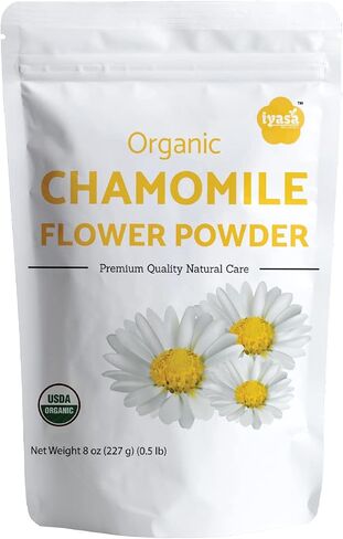 Iyasa Holistics Organic Chamomile Flowers Powder 8oz - Chamomile Tea Organic Food Grade - Baking, Cooking & Cold Drinks - DIY Face Masks, Skin & Hair Care - USDA Organic Powder in Saudi Arabia