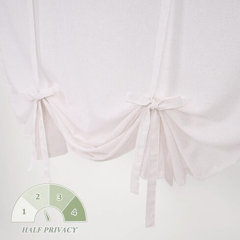 Showgeous Linen Blackout Tie Up Curtains Linen Textured Adjustable Balloon Curtains Thermal Insulated Balloon Shade for Bathroom Kitchen Rod Pocket Panel for Small Window(42" W x 63" L,Angora) in Saudi Arabia