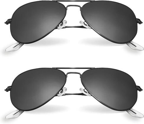 Youth Sunglasses for Teen Boys Girls - Classic Aviator Black Metal, UV400 polarized age 10-18 in Saudi Arabia